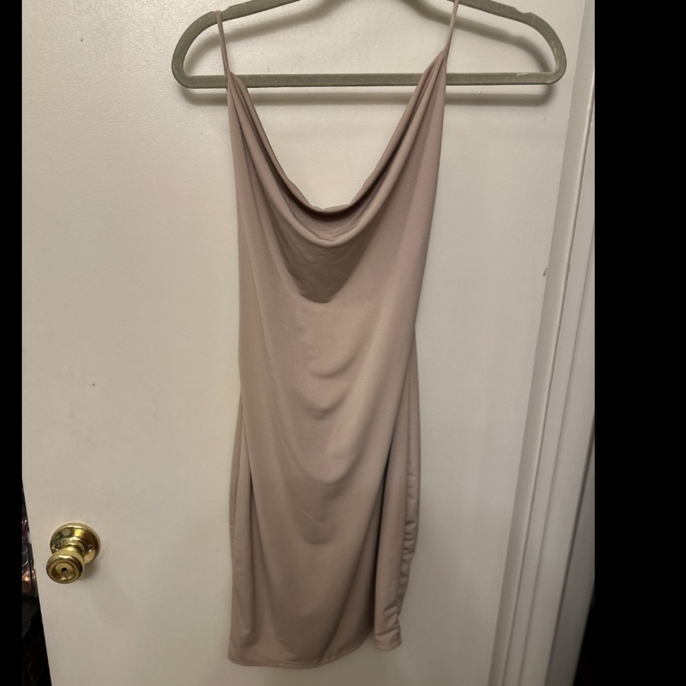 Nude mini dress, low back. New with tags